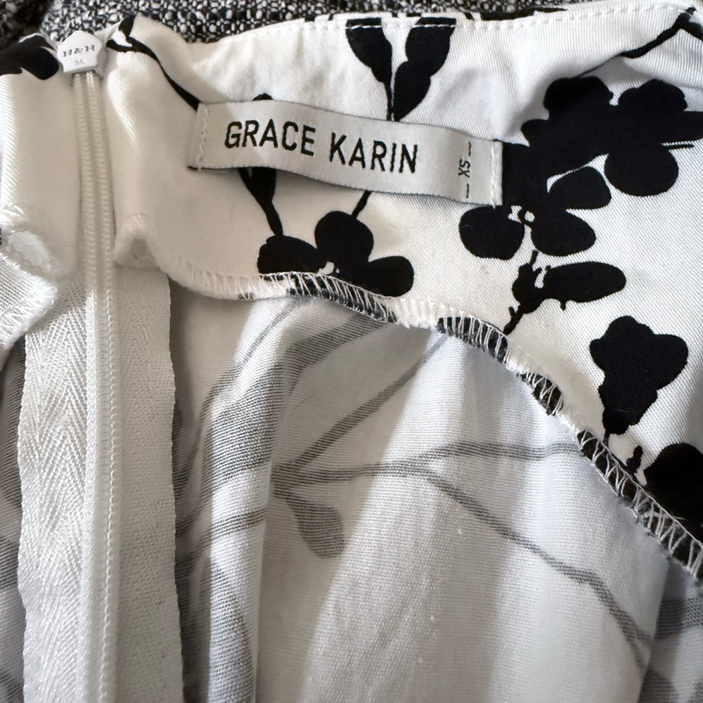 Grace Karin White Mini Dress with Black Floral Pattern XS - Picture 5 of 6